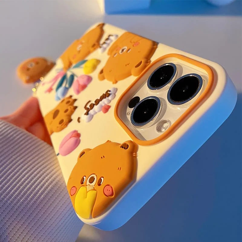 Cute 3D Bear Charm Pattern Phone Case