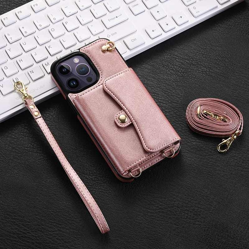 Graceful Wallet Style Lanyard Phone Case - iPhone