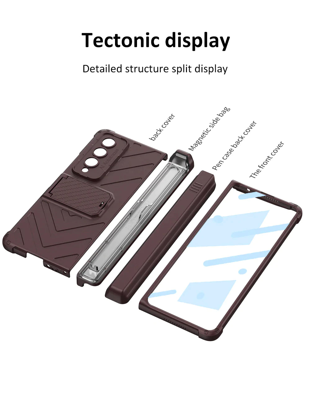 Shockproof Armor Magnetic Hinge Bracket Case With Front Glass For Galaxy Z Fold Series