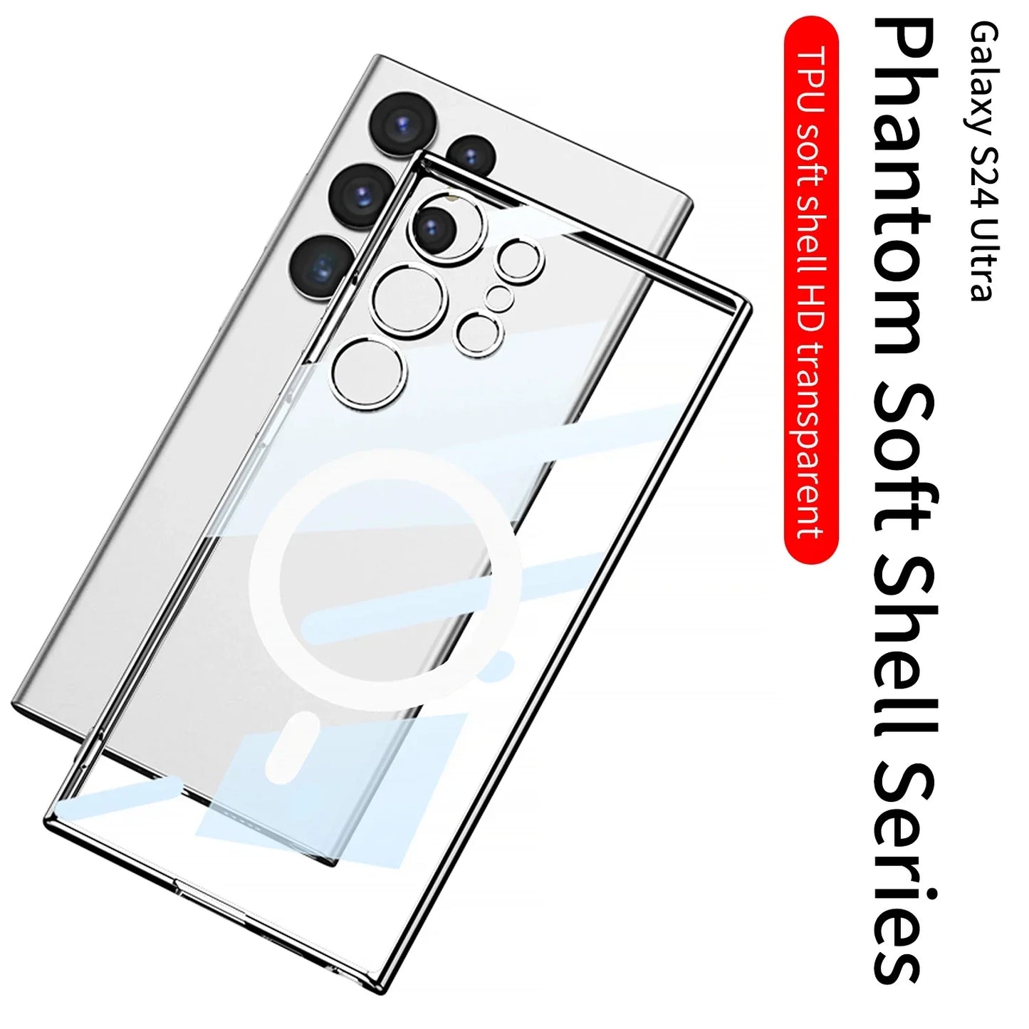 TRANSPARENT MAGNETIC WIRELESS CHARGING CASE FOR SAMSUNG GALAXY 24 SERIES