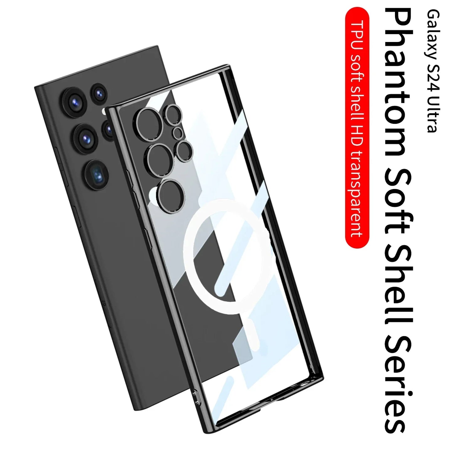 TRANSPARENT MAGNETIC WIRELESS CHARGING CASE FOR SAMSUNG GALAXY 24 SERIES