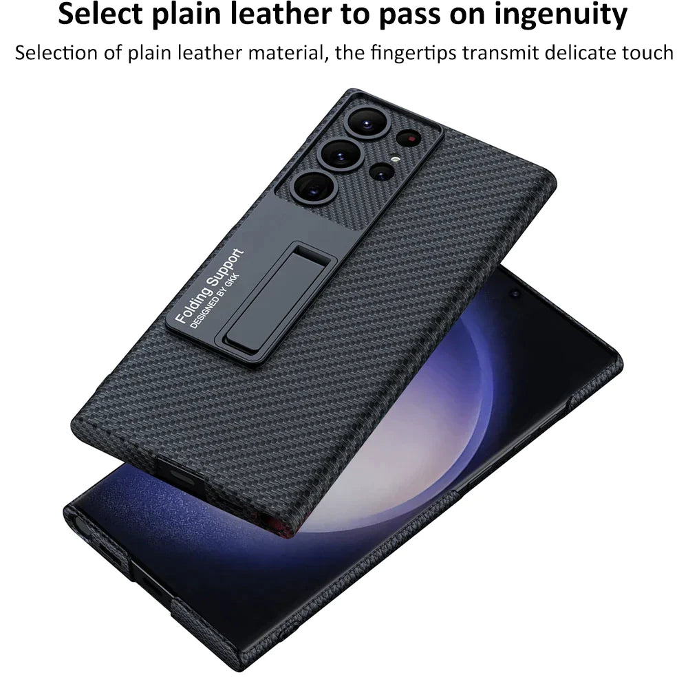 ULTRA THIN LEATHER CASE WITH BRACKET FOR SAMSUNG GALAXY S24 ULTRA