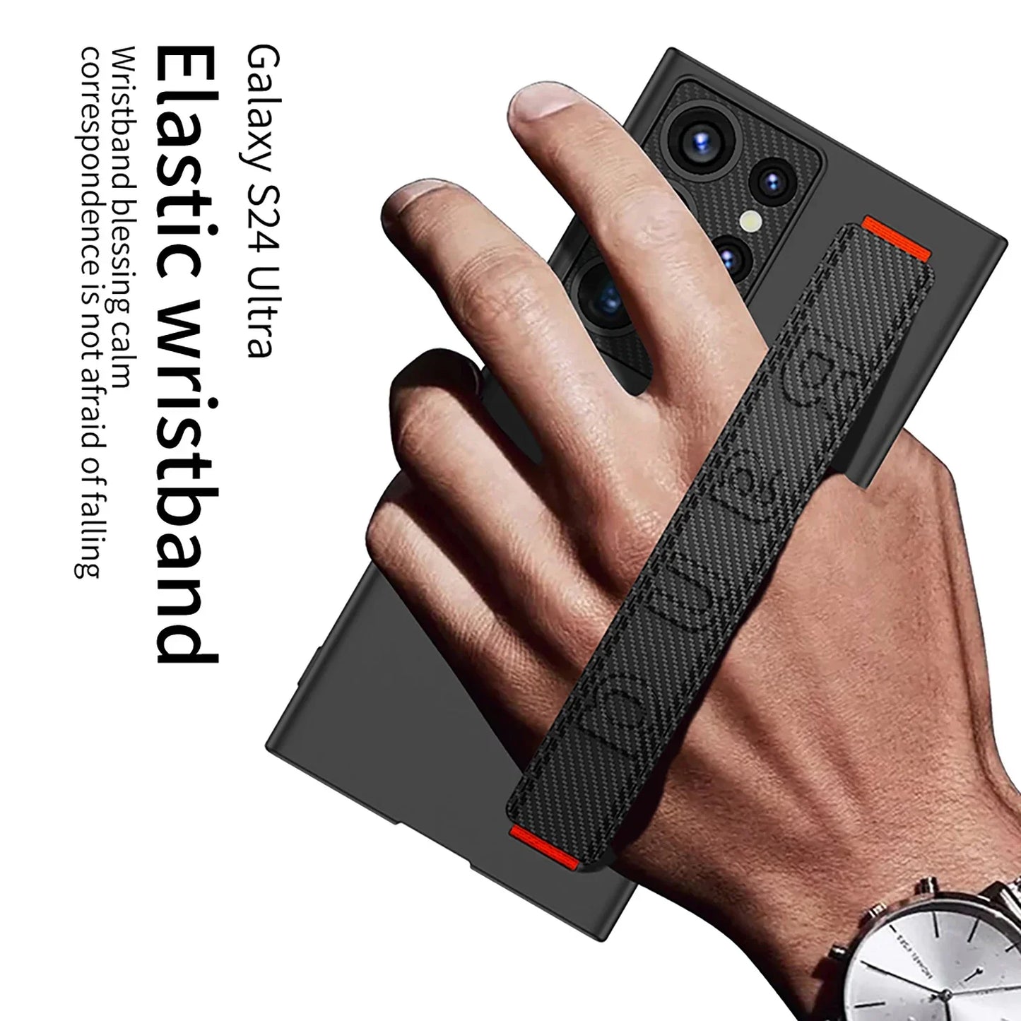 Ultra Slim Case With Bracket & Wrist-band Holder For Galaxy S24 Ultra