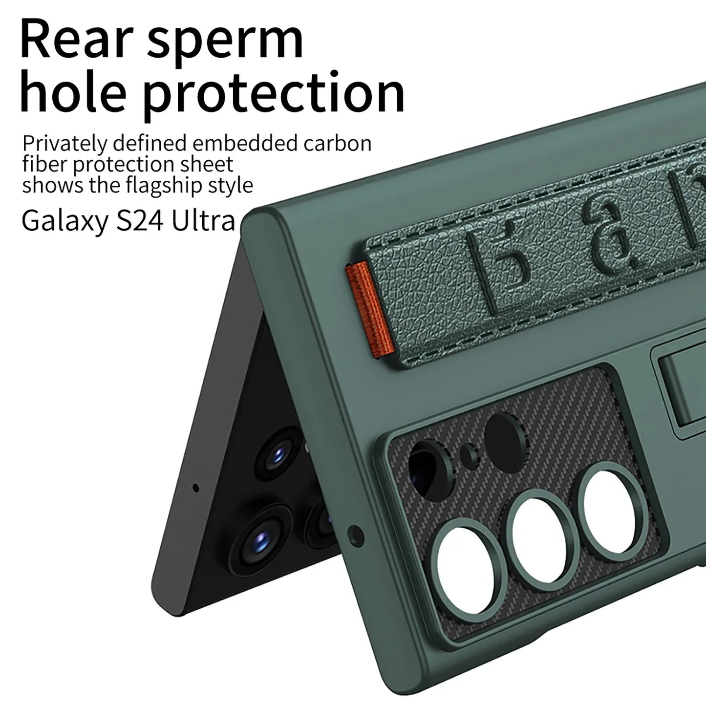 Ultra Slim Case With Bracket & Wrist-band Holder For Galaxy S24 Ultra