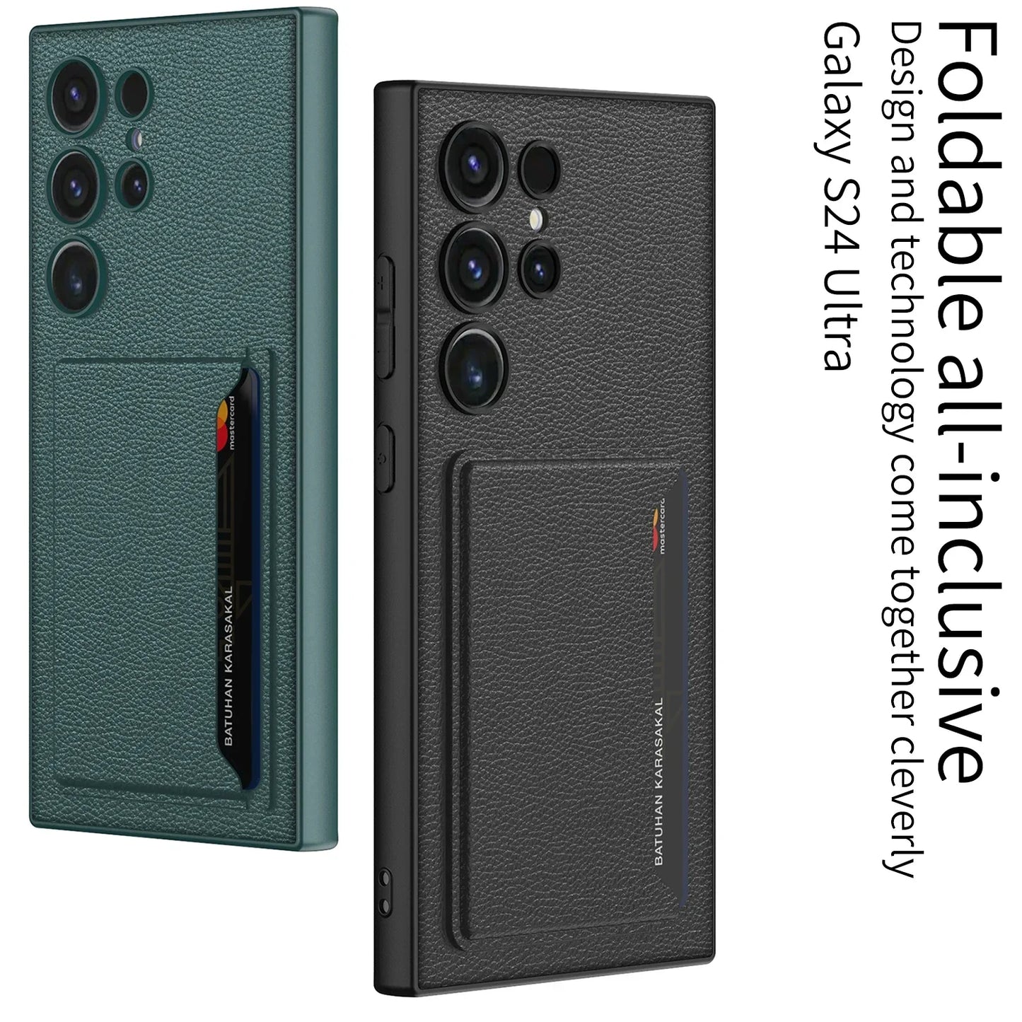ULTRA THIN LEATHER CASE WITH MAGNETIC CARD BAG FOR GALAXY S24 ULTRA