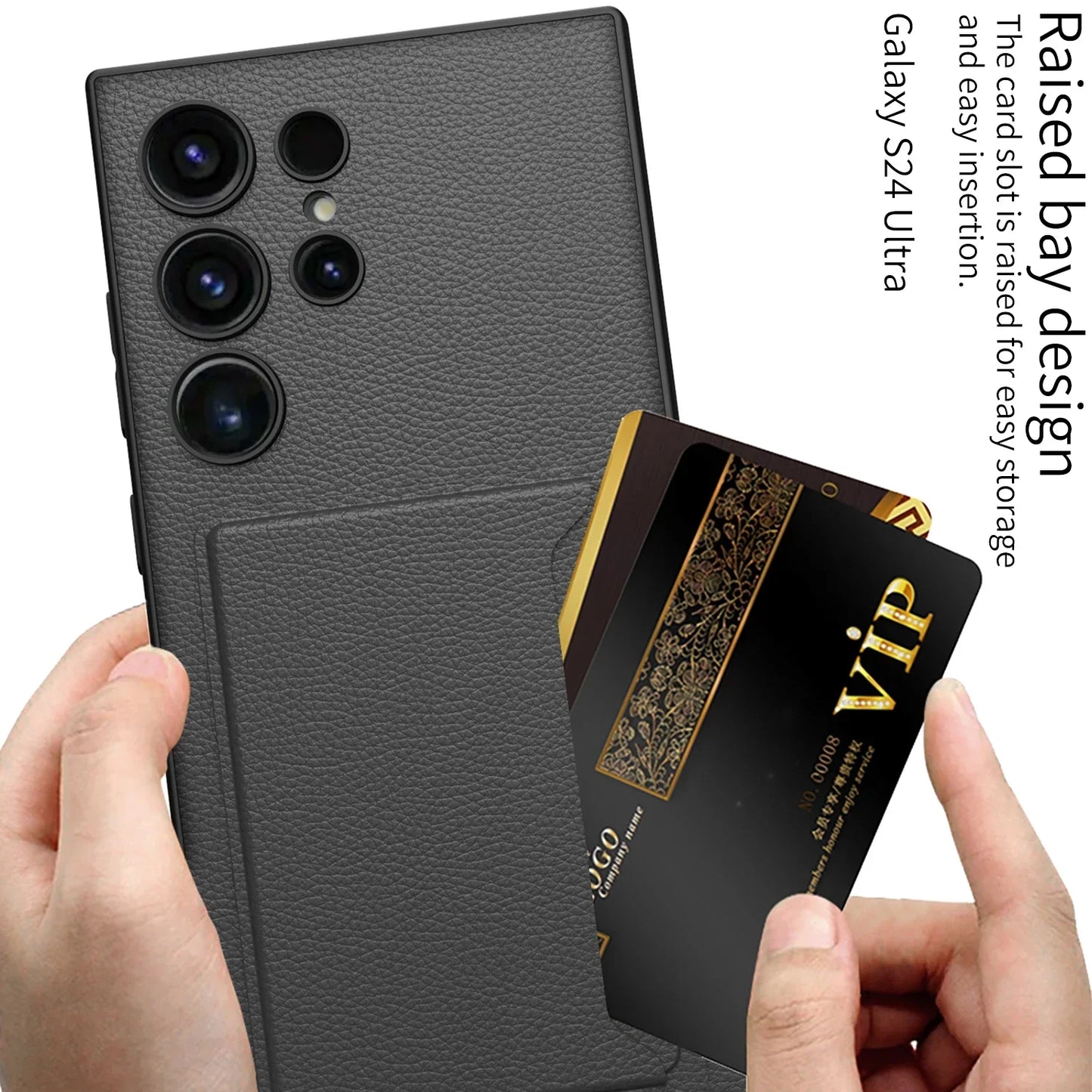 ULTRA THIN LEATHER CASE WITH MAGNETIC CARD BAG FOR GALAXY S24 ULTRA