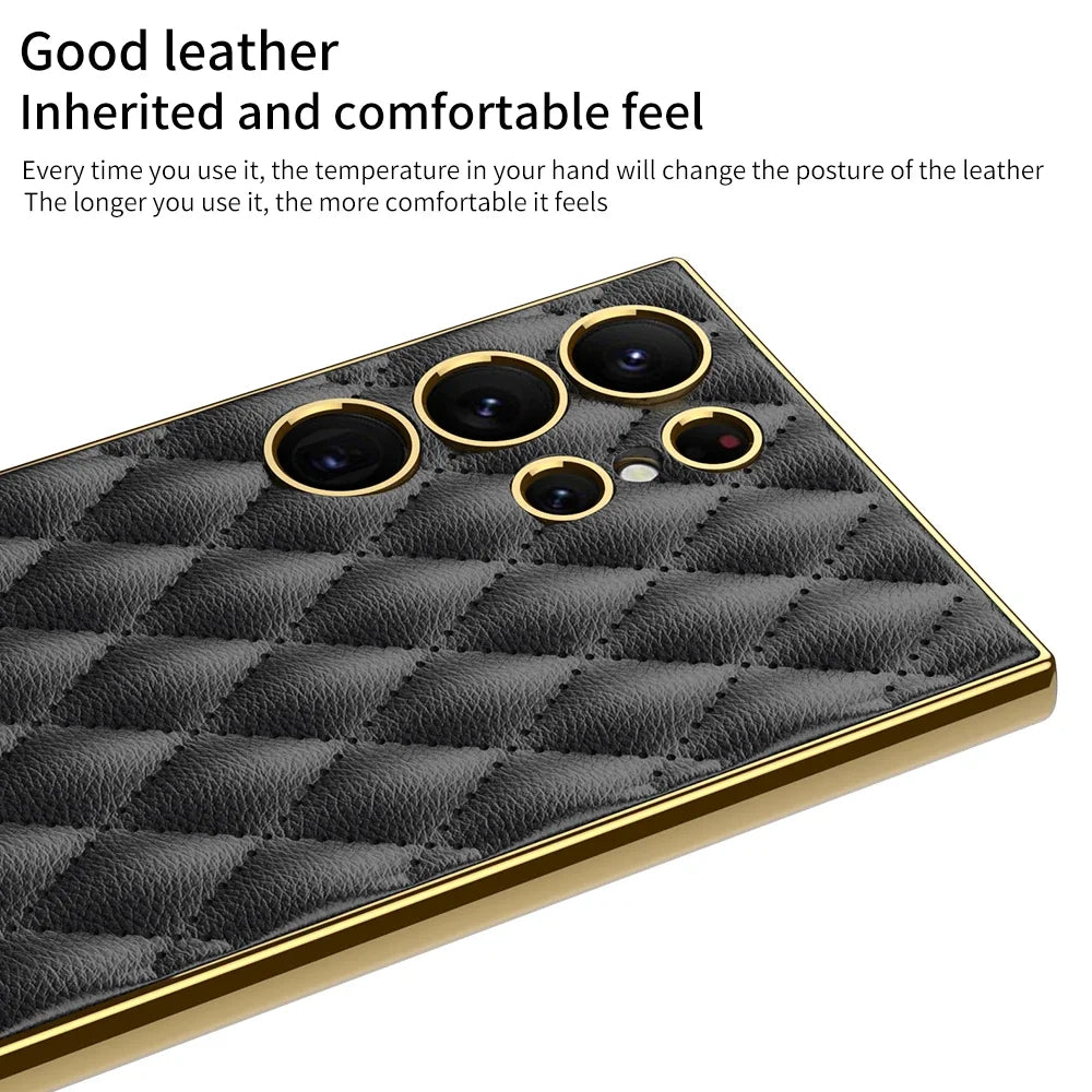 LUXURY ELECTROPLATED LEATHER CASE FOR SAMSUNG GALAXY S24 Ultra