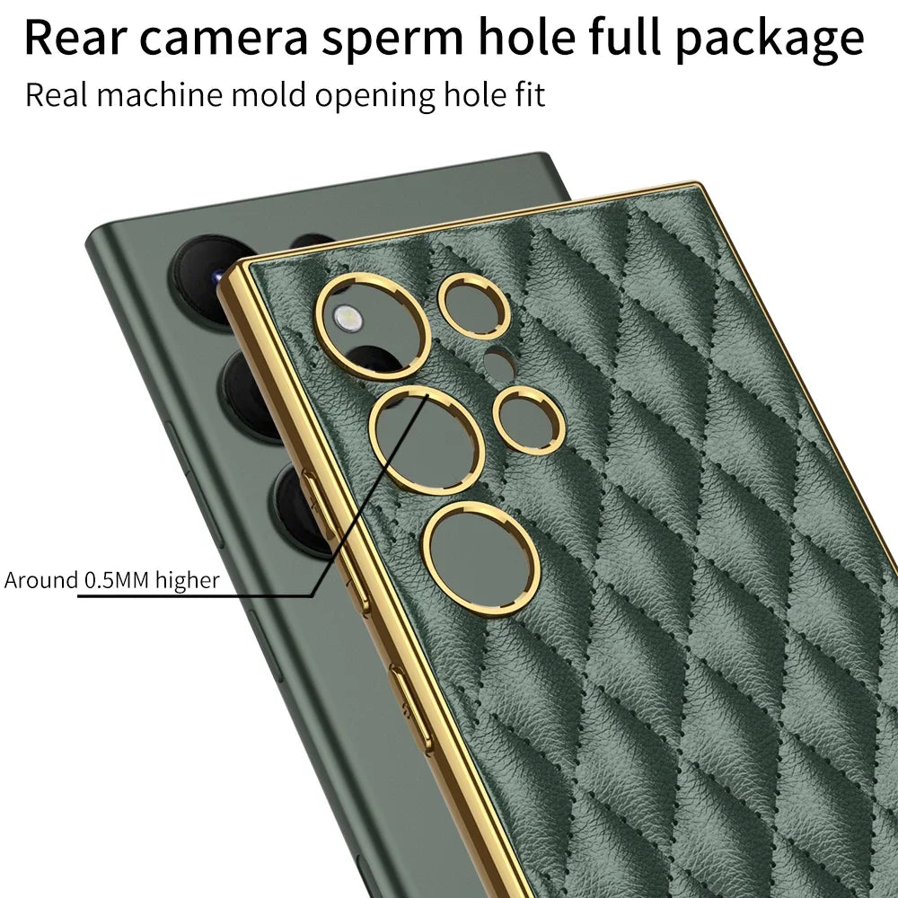 LUXURY ELECTROPLATED LEATHER CASE FOR SAMSUNG GALAXY S24 Ultra