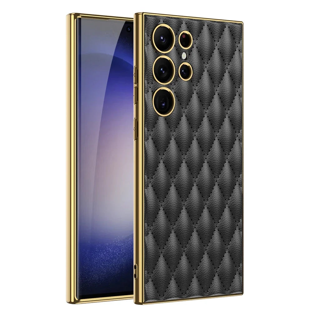 LUXURY ELECTROPLATED LEATHER CASE FOR SAMSUNG GALAXY S24 Ultra