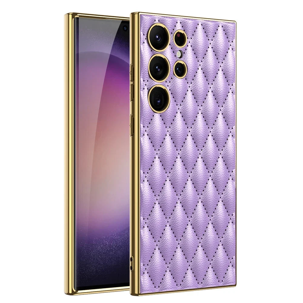 LUXURY ELECTROPLATED LEATHER CASE FOR SAMSUNG GALAXY S24 Ultra