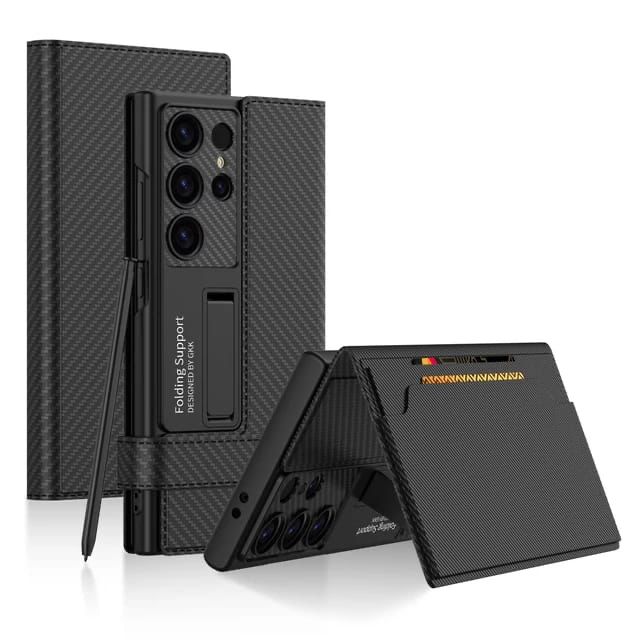 Business Leather Side Window Flip  Stand Case For S24 Ultra