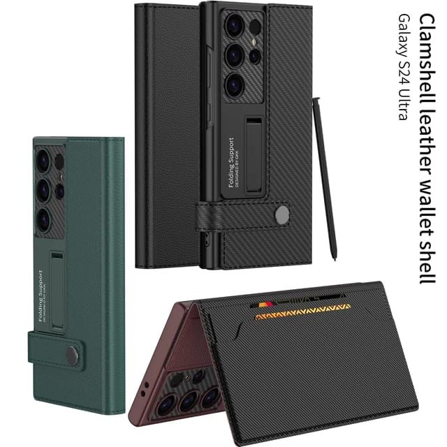 Business Leather Side Window Flip  Stand Case For S24 Ultra