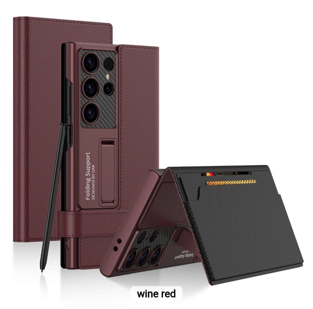 Business Leather Side Window Flip  Stand Case For S24 Ultra