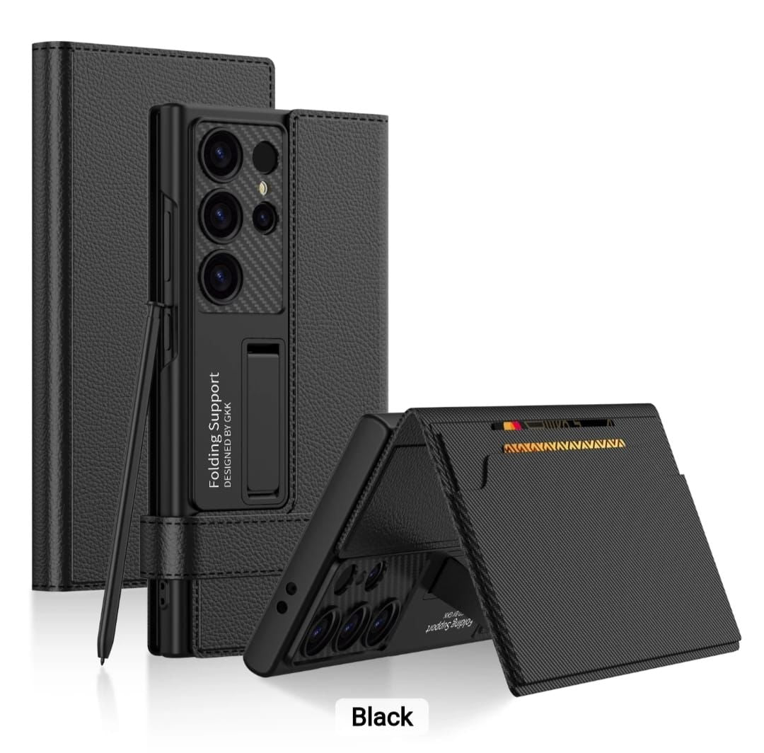 Business Leather Side Window Flip  Stand Case For S24 Ultra